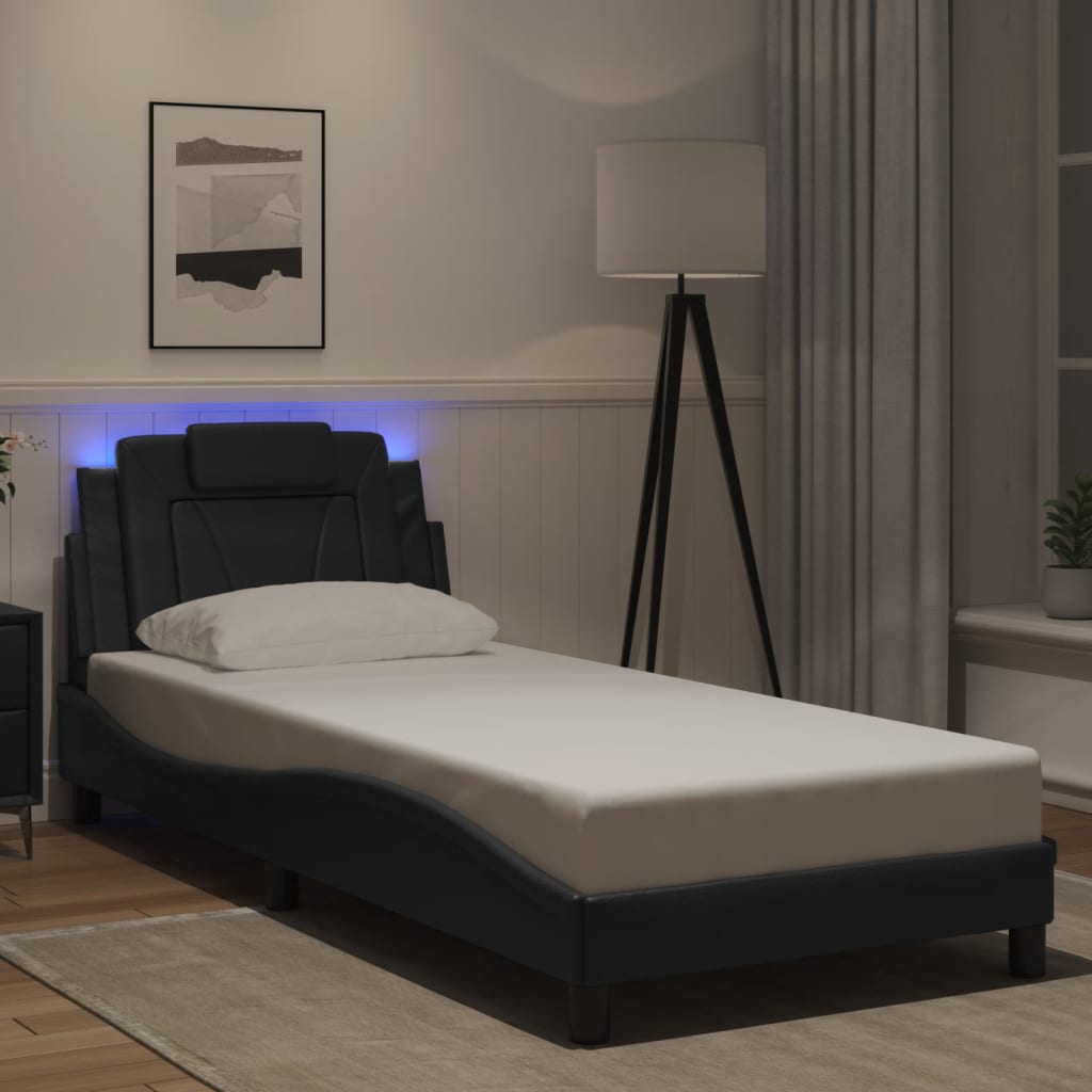 Okvir kreveta Viana s LED-om bez madraca crni 90 x 190 cm