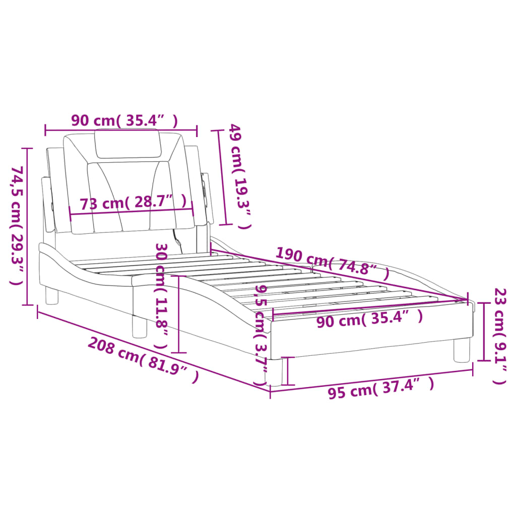 Okvir kreveta Viana s LED-om bez madraca cappuccino 90x190 cm