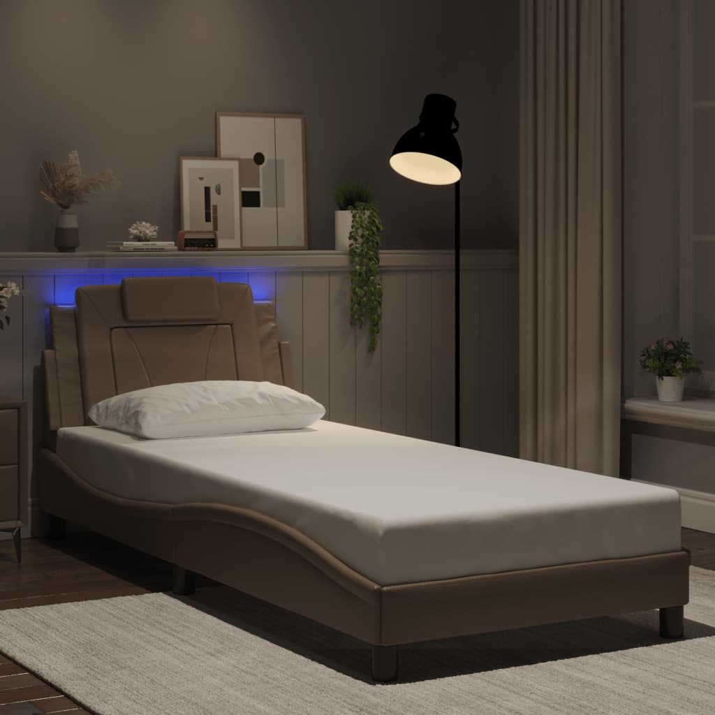 Okvir kreveta Viana s LED-om bez madraca cappuccino 90x190 cm