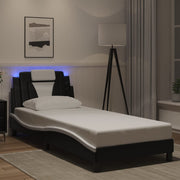Okvir kreveta Viana s LED-om bez madraca crno-bijeli 90x190 cm