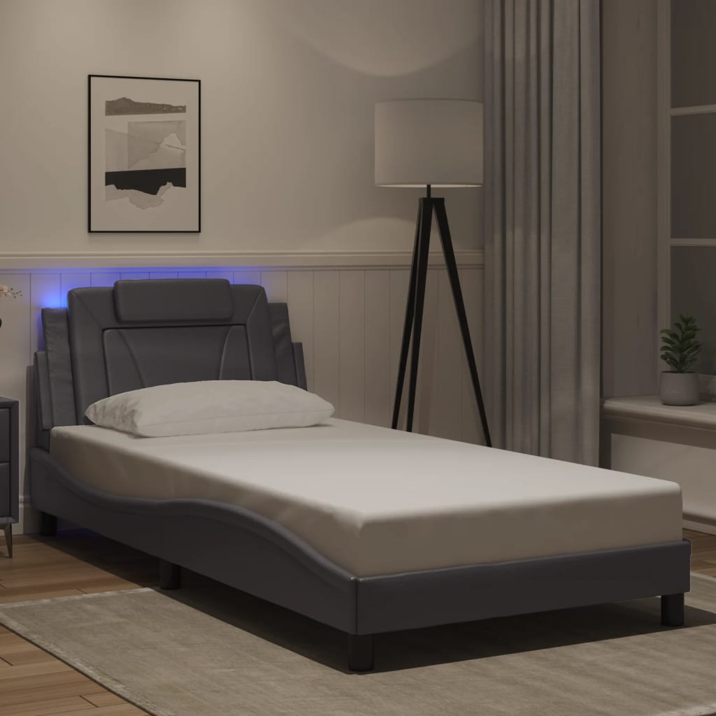 Okvir kreveta Viana s LED-om bez madraca sivi 100 x 200 cm