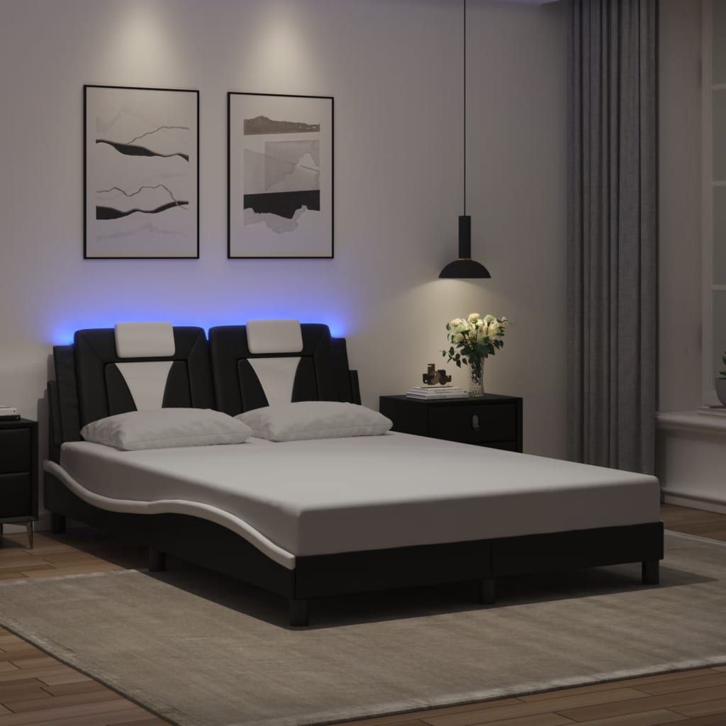 Okvir kreveta Viana s LED-om bez madracacrno-bijeli 140 x 200 cm