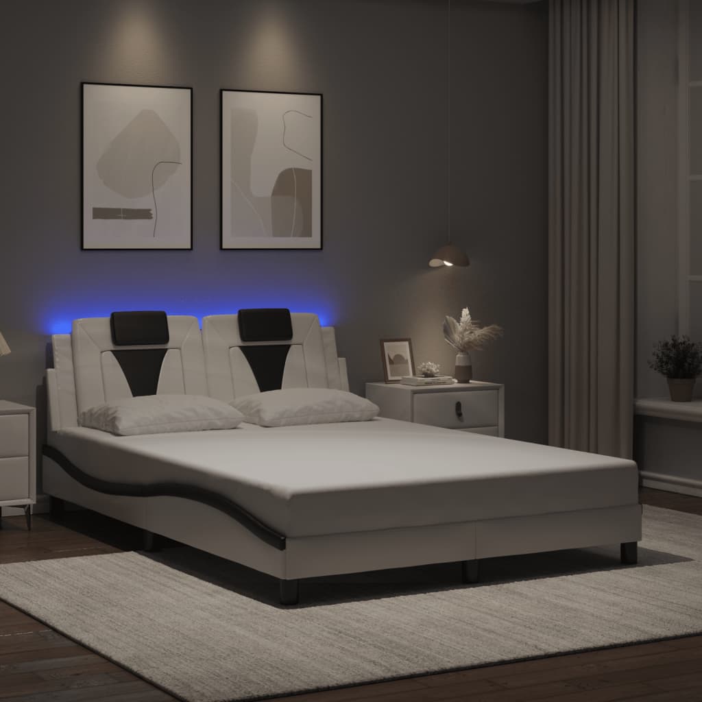 Okvir kreveta Viana s LED-om bez madracabijelo-crni 140 x 200 cm
