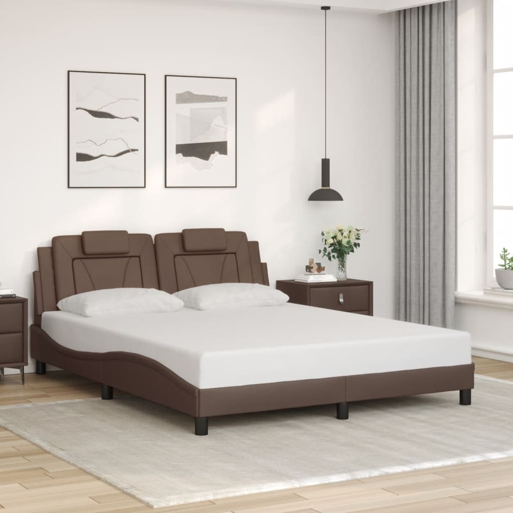 Okvir kreveta Viana s LED-om bez madraca smeđi 160x200 cm