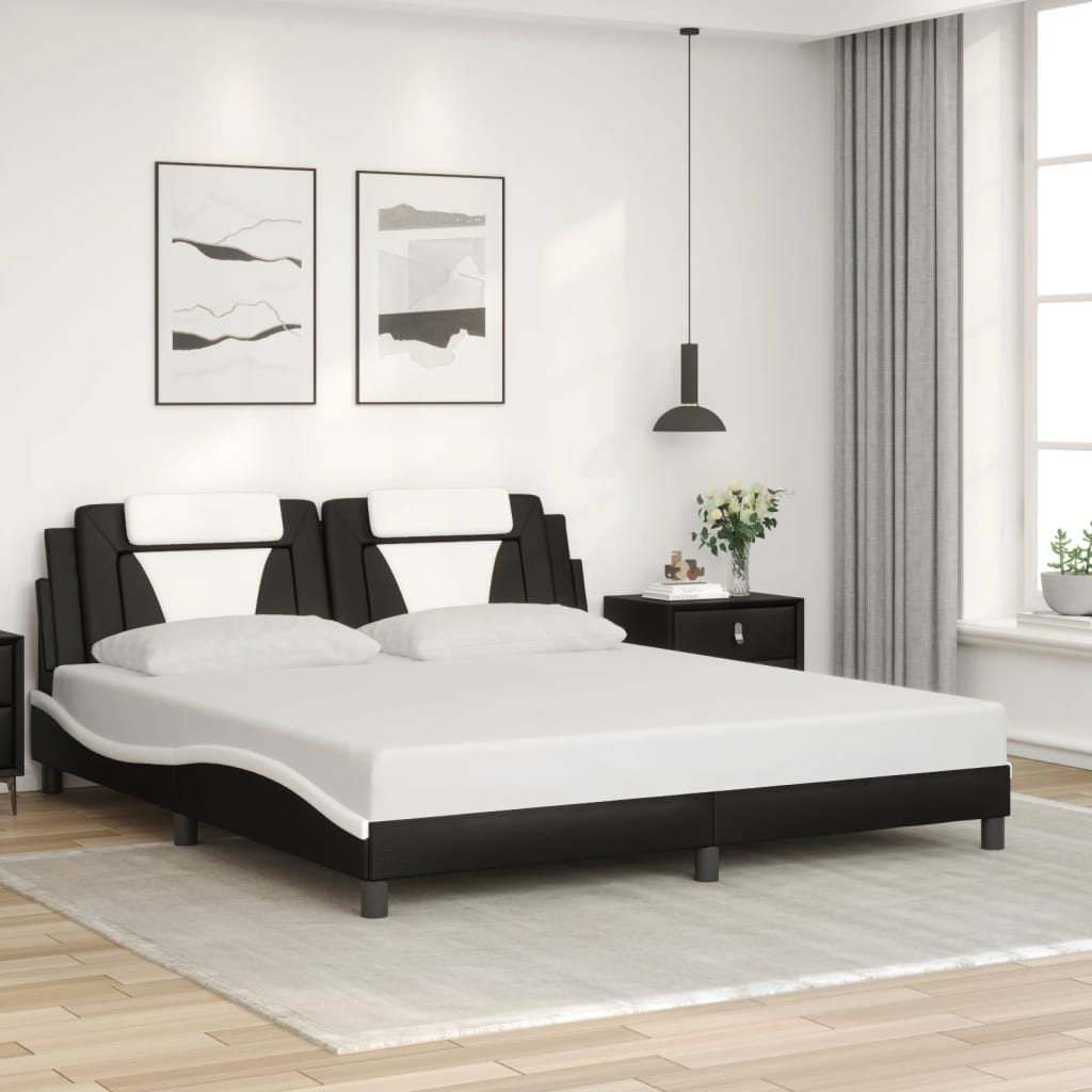 Okvir kreveta Viana s LED-om bez madracacrno-bijeli 180 x 200 cm