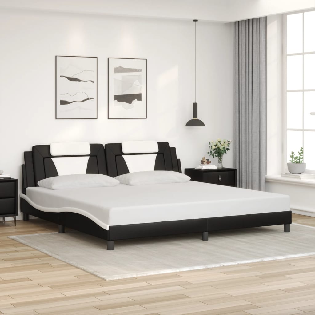 Okvir kreveta Viana s LED-om bez madracacrno-bijeli 200 x 200 cm