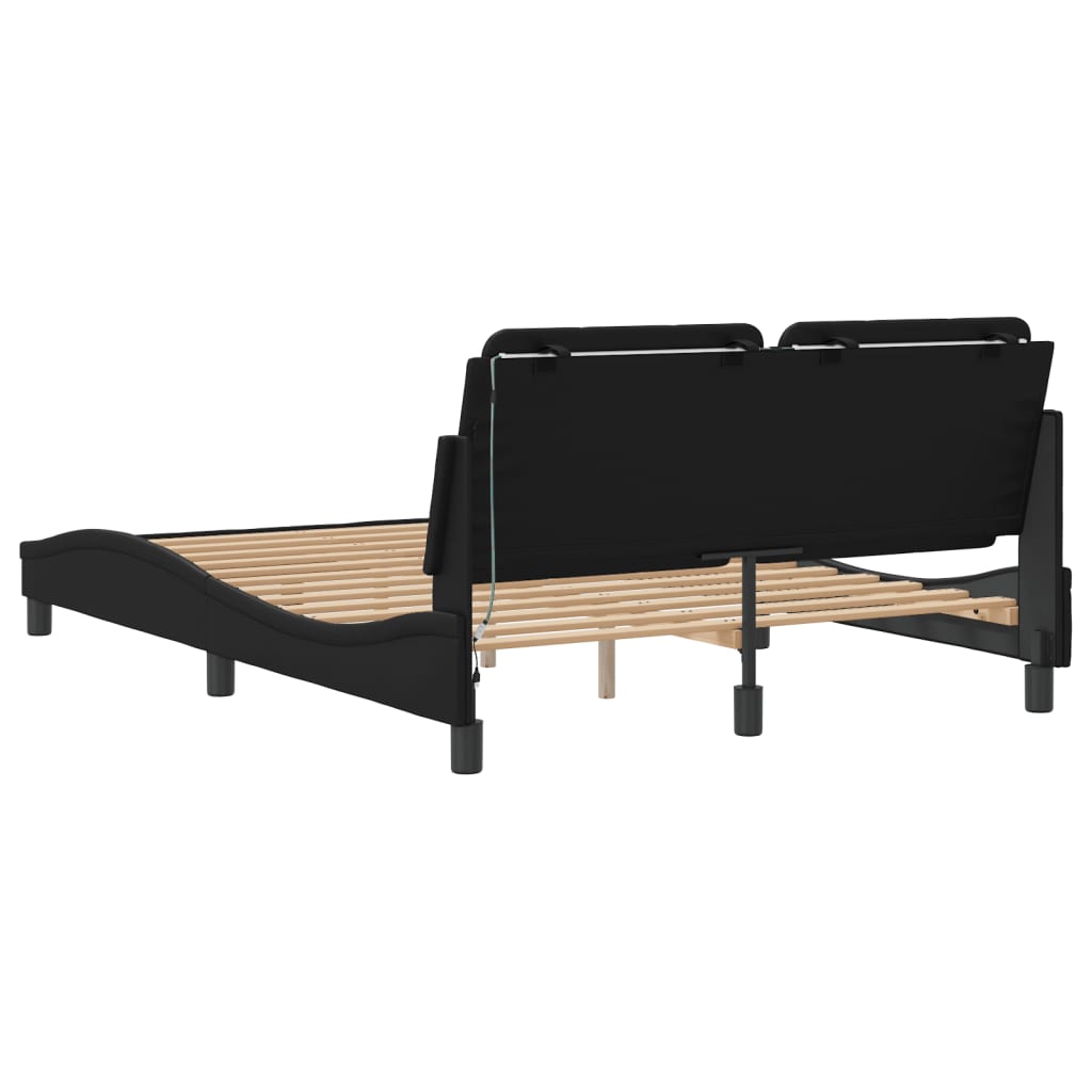 Okvir kreveta s LED-om bez madraca Zadar crni 140 x 200 cm