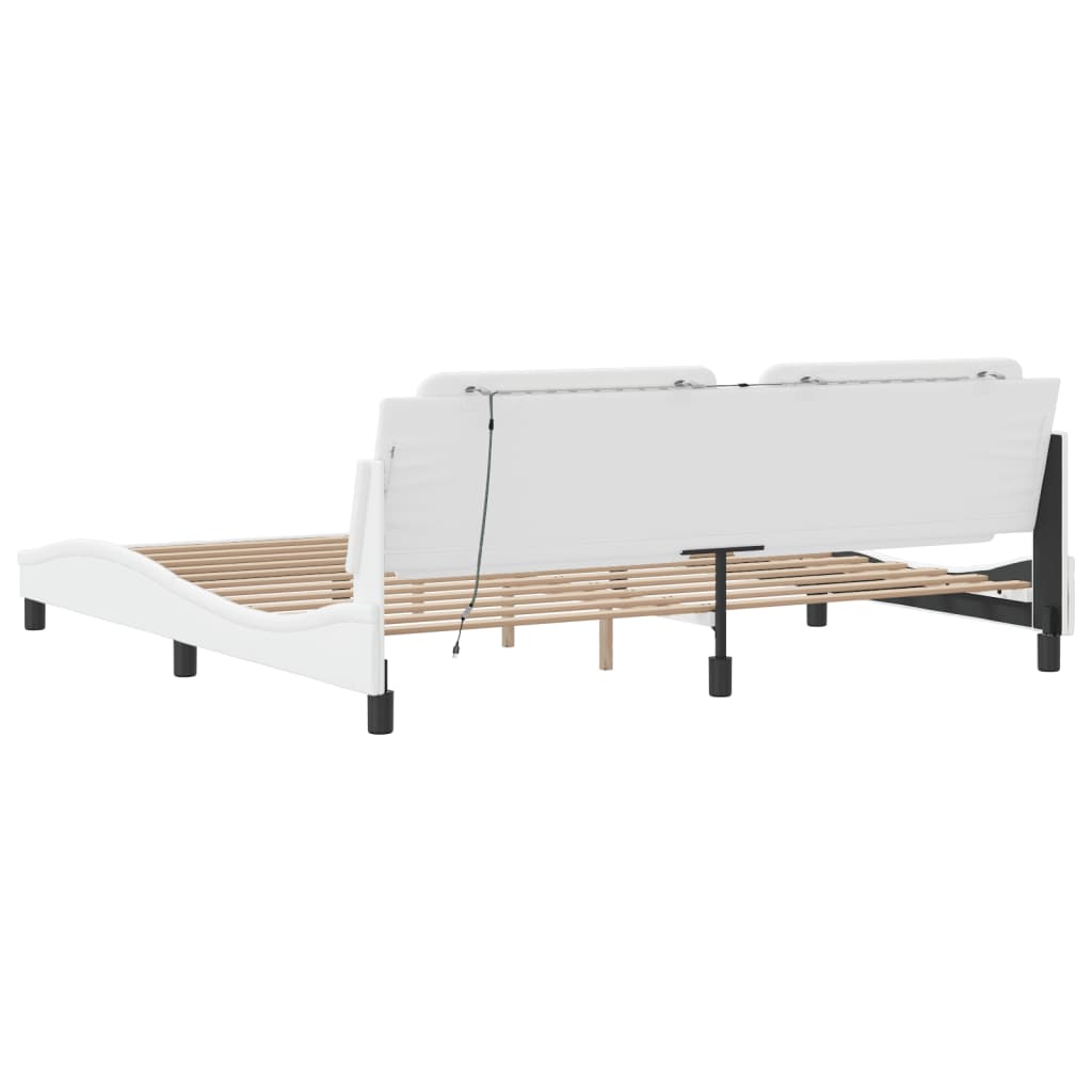 Okvir kreveta s LED-om bez madraca Zadar bijeli 200 x 200 cm