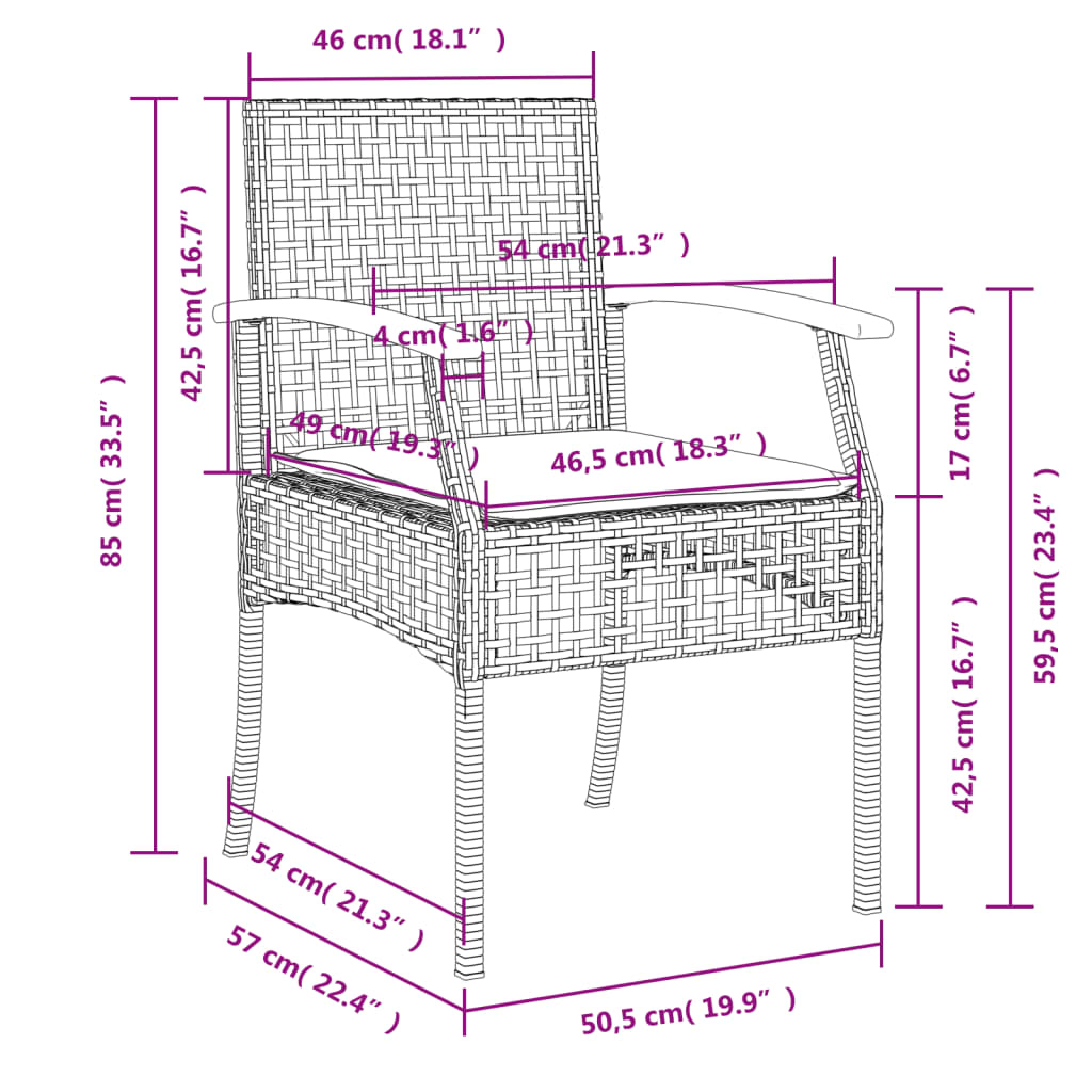 7-dijelni vrtni blagovaonski set sivi od poliratana