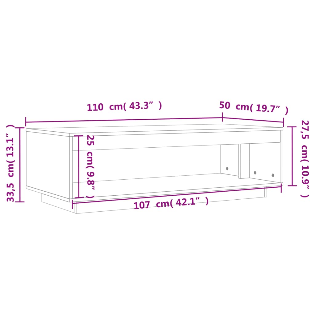Stolić za kavu voštano smeđi 110x50x33,5 cm od masivne borovine