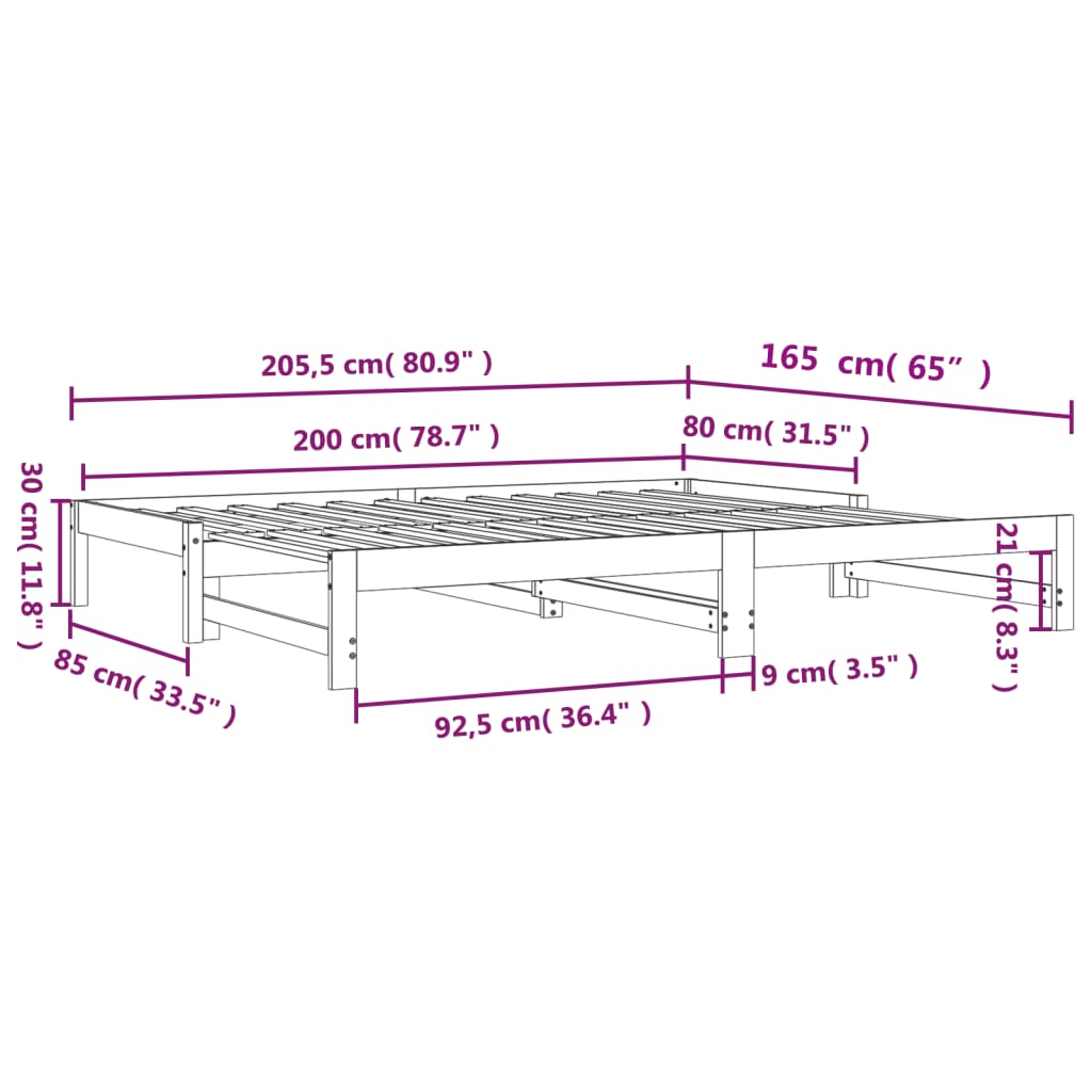 Dnevni krevet na razvlačenje voštano smeđi 80x200 cm