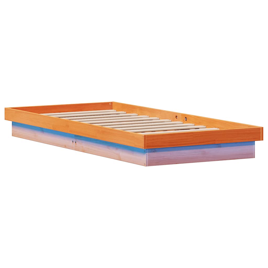 LED okvir kreveta voštano smeđi 90 x 200 cm od masivne borovine