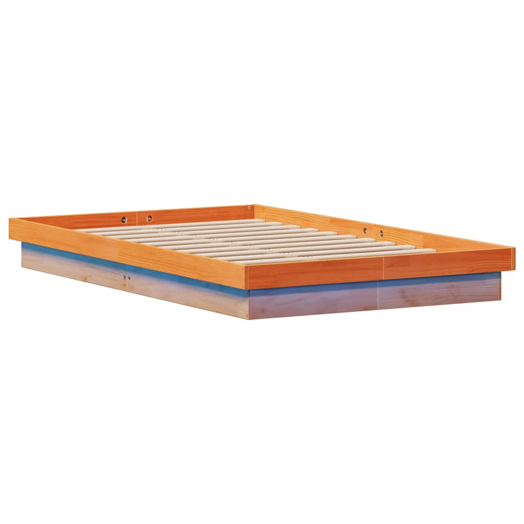 LED okvir kreveta voštano smeđi 140x200 cm od masivne borovine