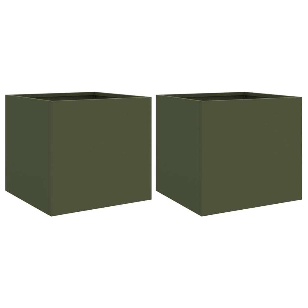 Sadilice 2 kom maslinaste boje 32x30x29 cm čelik
