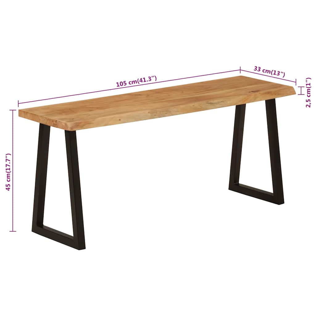 Klupa sa živim rubom 105 cm od masivnog bagremovog drva