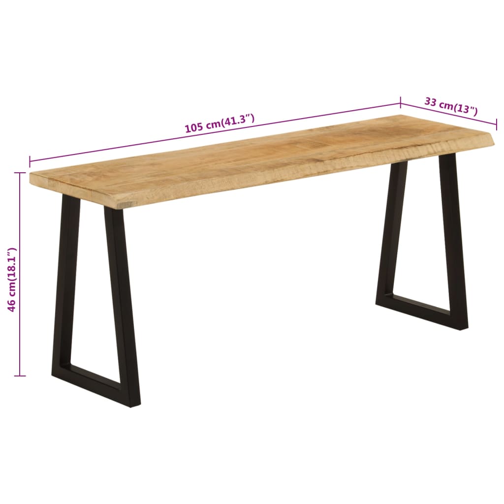 Klupa sa živim rubom 105 cm od masivnog drva manga