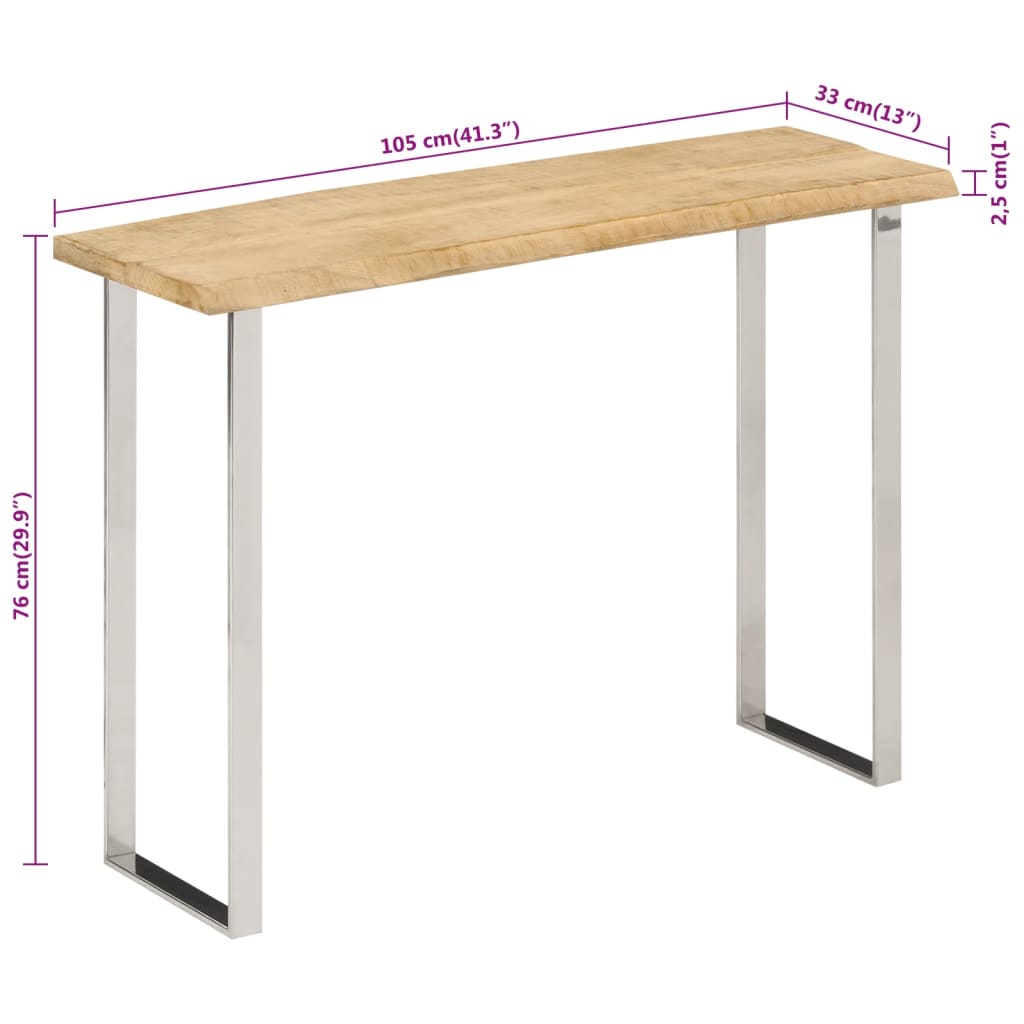 Konzolni stol sa živim rubom 105x33x76 cm masivno drvo manga
