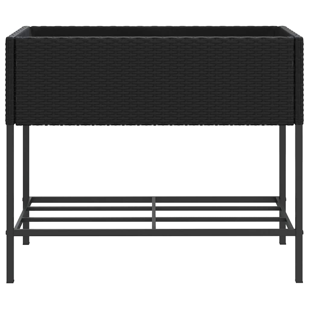 Vrtne sadilice s policom 2 kom crne 90 x 40 x 75 cm poliratan