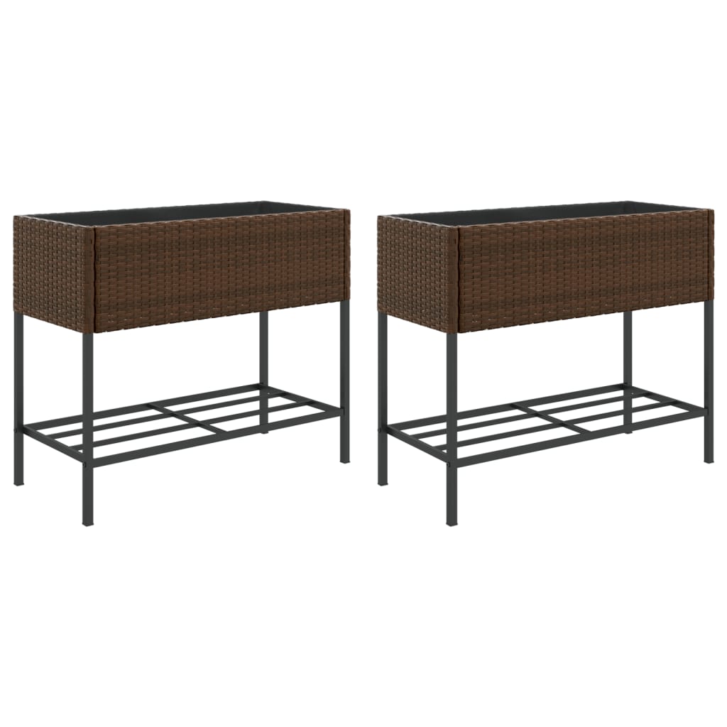 Vrtne sadilice s policom 2 kom smeđe 90 x 40 x 75 cm poliratan