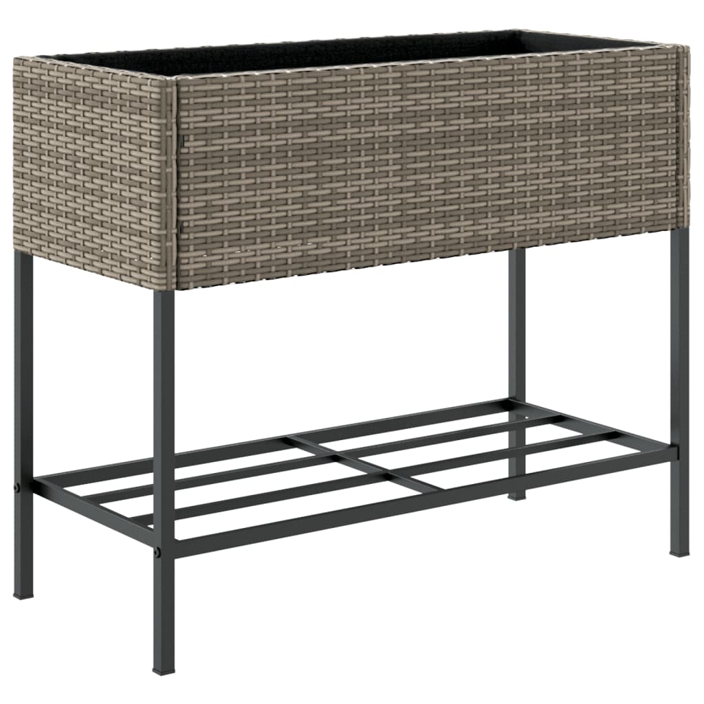 Vrtne sadilice s policom 2 kom sive 90 x 40 x 75 cm poliratan