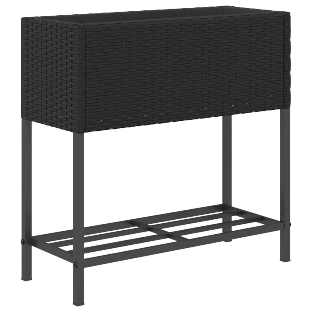 Vrtne sadilice s policom 2 kom crne 70 x 28 x 70 cm poliratan
