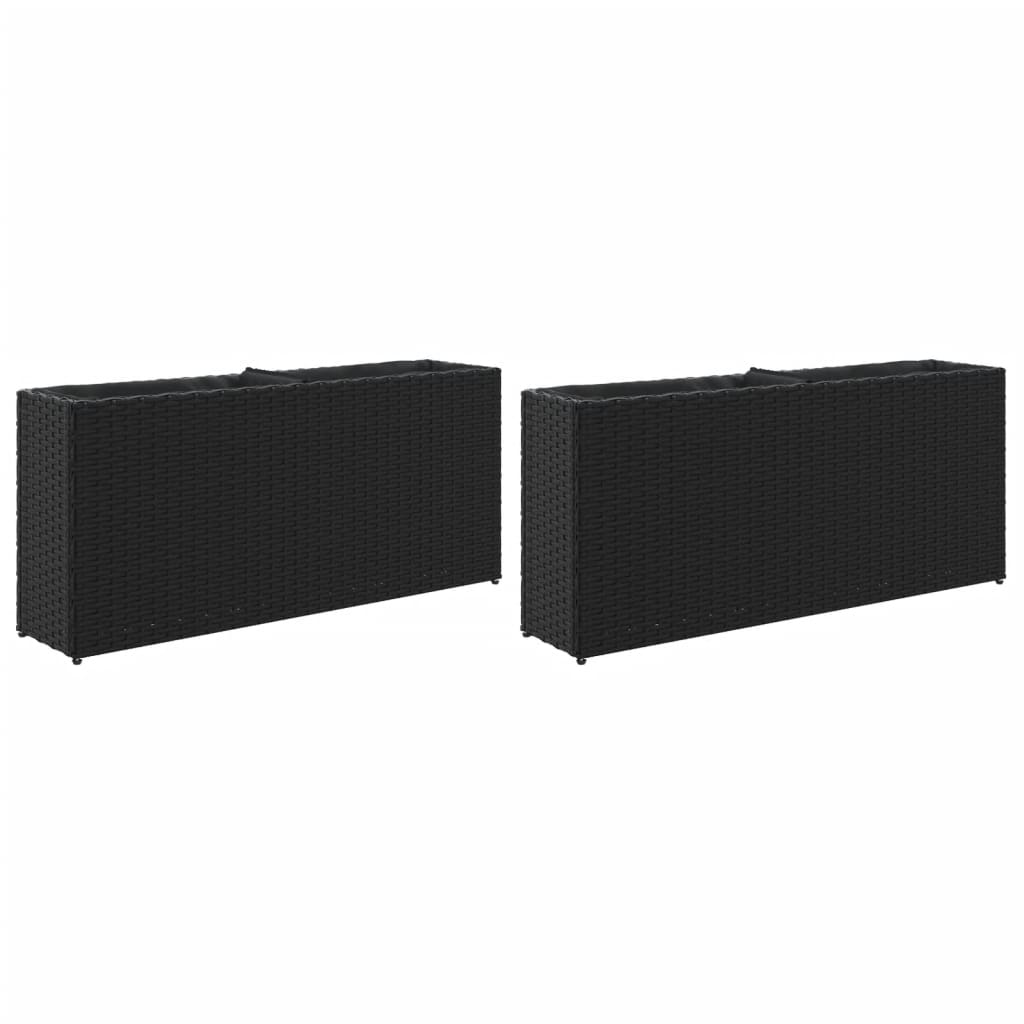 Vrtne sadilice s 2 posude 2 kom crne 90 x 20 x 40 cm poliratan