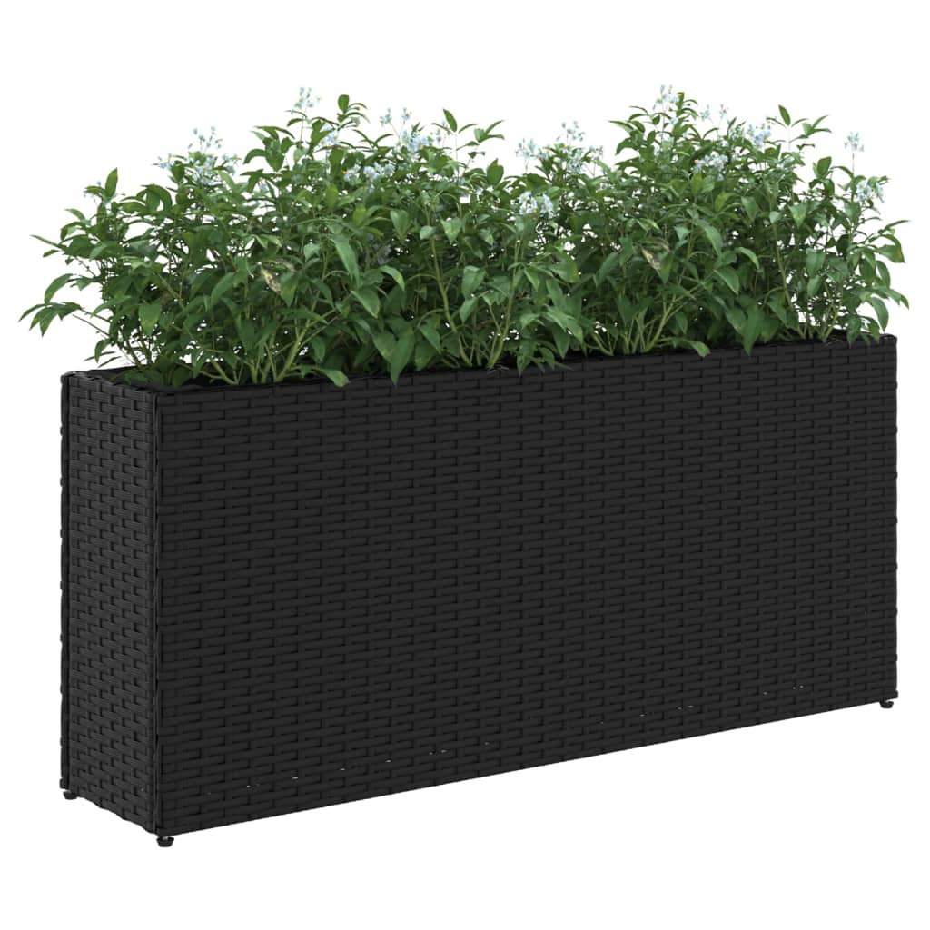 Vrtne sadilice s 2 posude 2 kom crne 90 x 20 x 40 cm poliratan