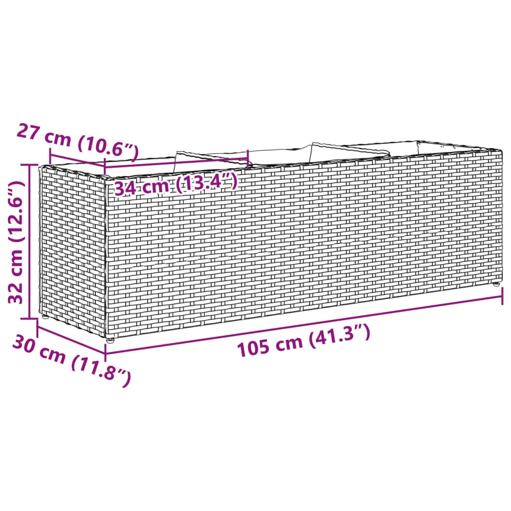 Vrtne sadilice s 3 posude 2 kom siva 105x30x32 cm od poliratana