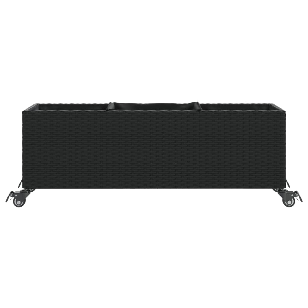 Vrtne sadilice s kotačima 2 kom crna 107x32x38 cm poliratan