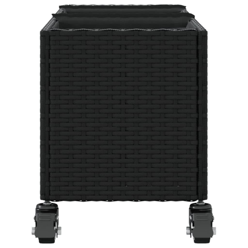 Vrtne sadilice s kotačima 2 kom crna 107x32x38 cm poliratan