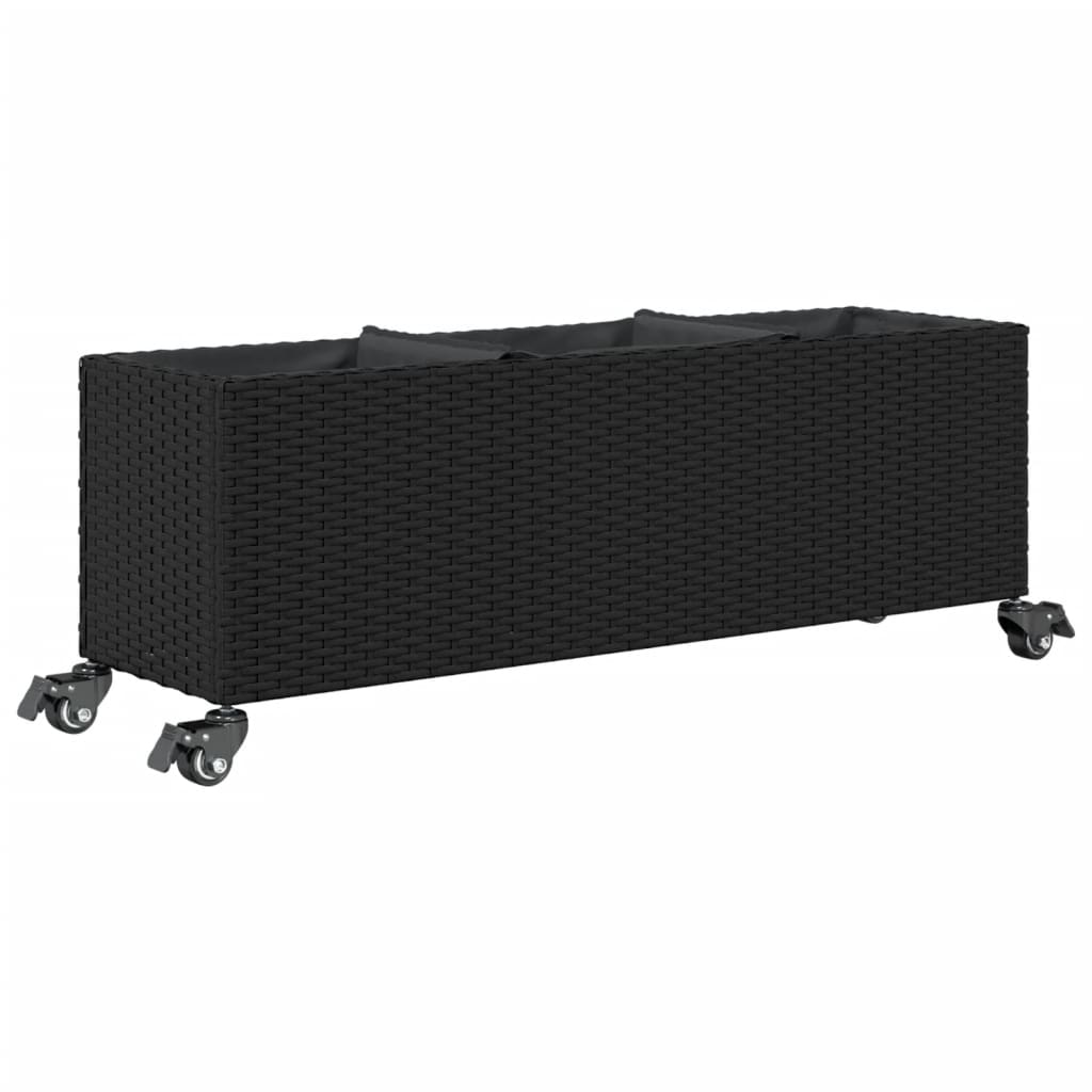 Vrtne sadilice s kotačima 2 kom crna 107x32x38 cm poliratan