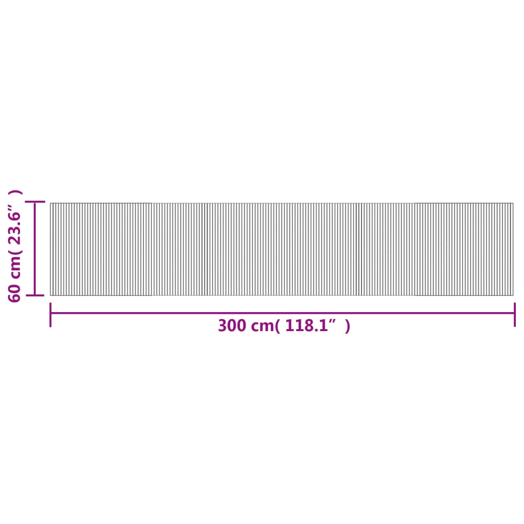 Tepih pravokutni sivi 60 x 300 cm od bambusa
