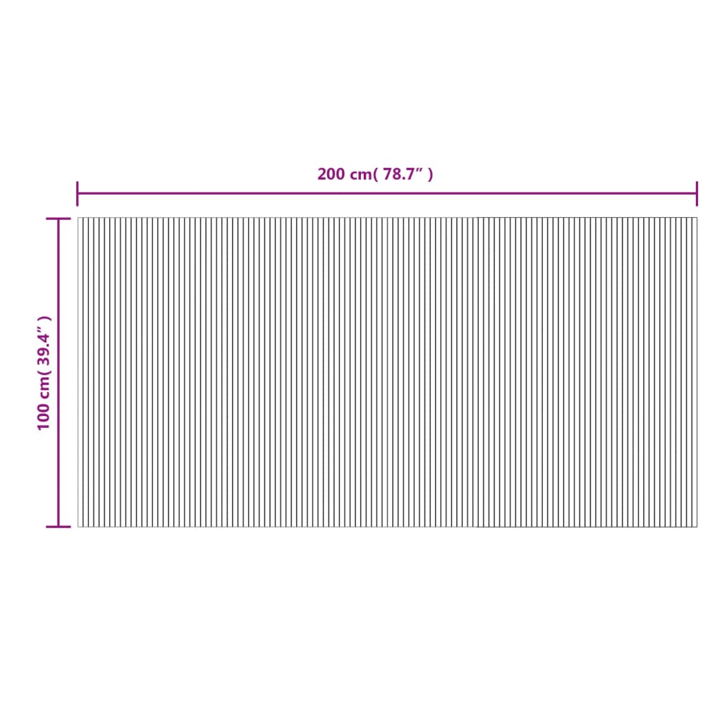 Tepih pravokutni crni 100 x 200 cm od bambusa