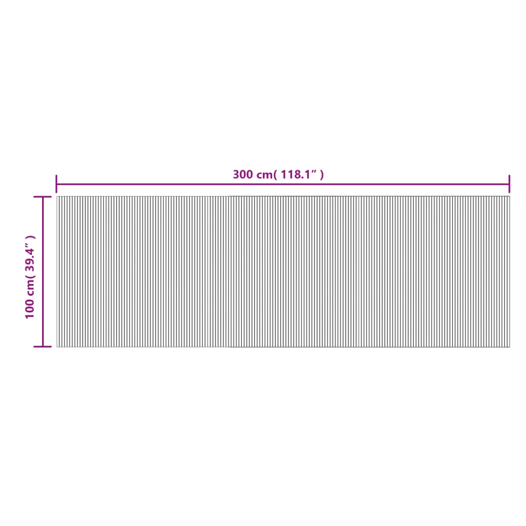 Tepih pravokutni svijetli prirodni 100 x 300 cm od bambusa