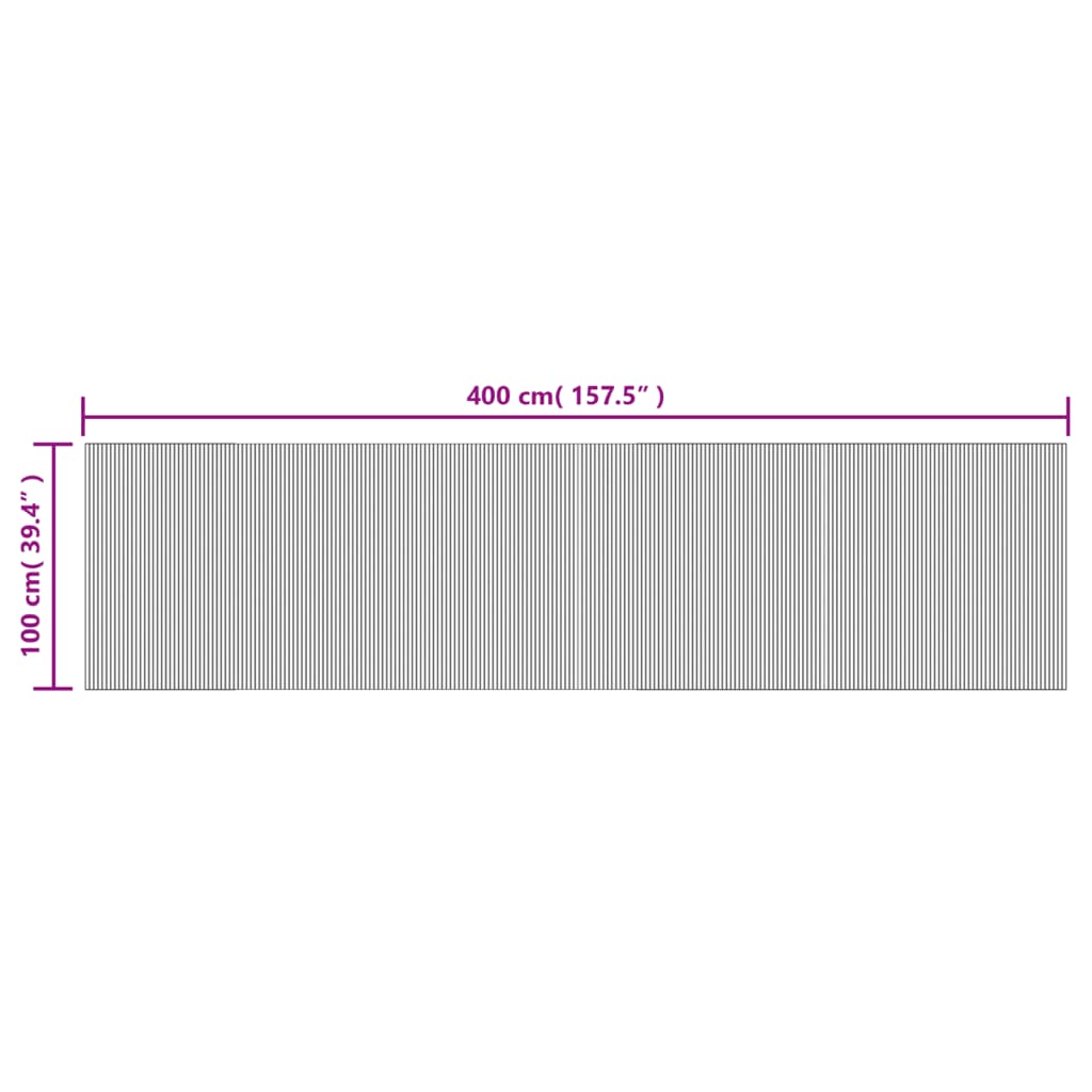 Tepih pravokutni sivi 100 x 400 cm od bambusa