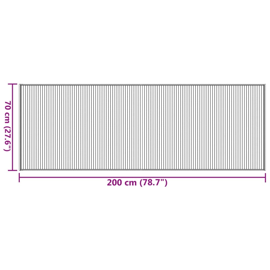 Tepih pravokutni sivi 70 x 200 cm od bambusa