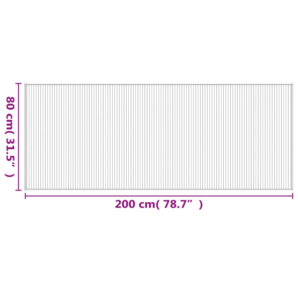 Tepih pravokutni svijetli prirodni 80 x 200 cm od bambusa