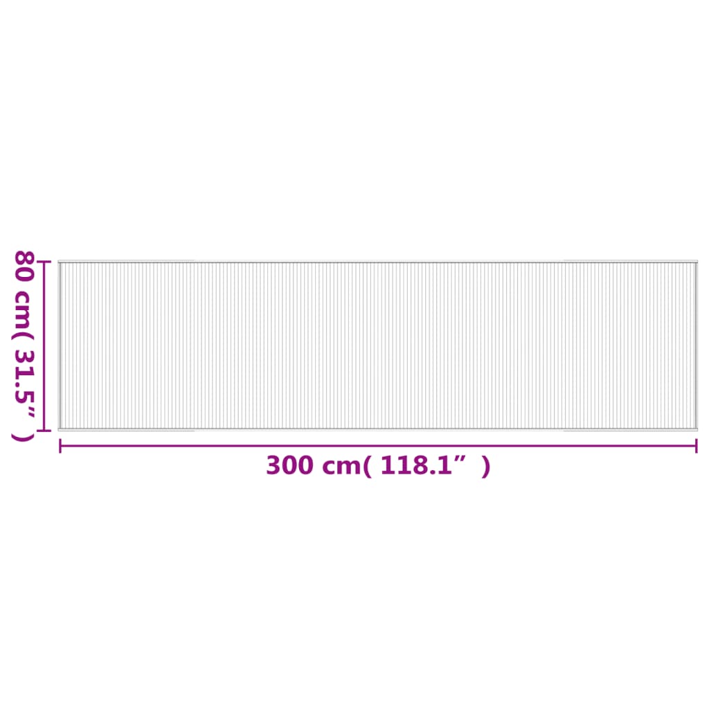 Tepih pravokutni crni 80 x 300 cm od bambusa