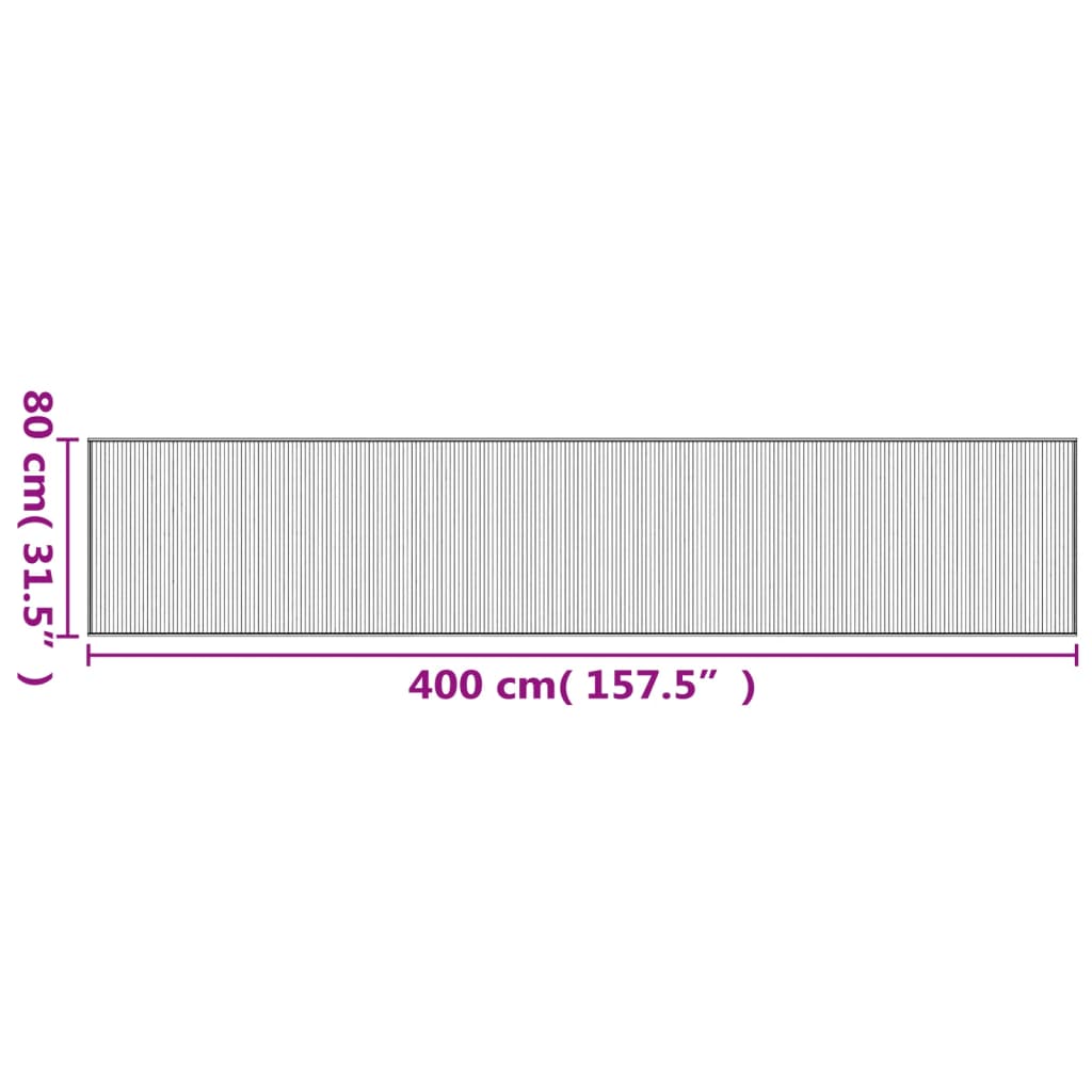 Tepih pravokutni svijetli prirodni 80 x 400 cm od bambusa