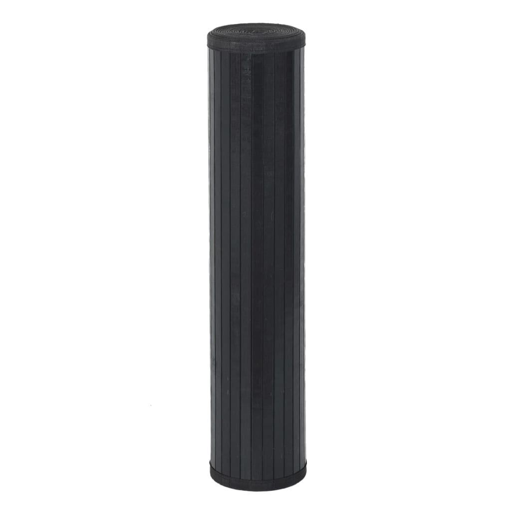 Tepih pravokutni crni 100 x 200 cm od bambusa