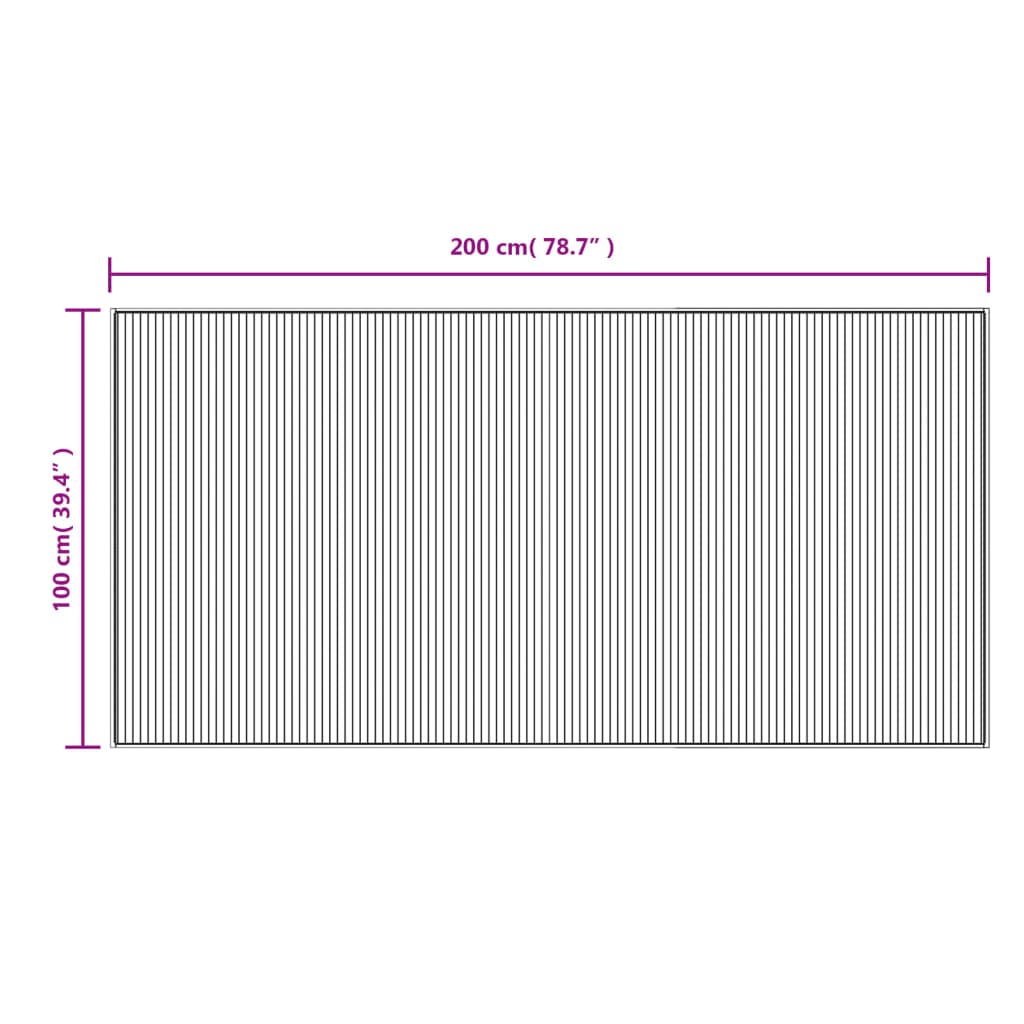 Tepih pravokutni sivi 100 x 200 cm od bambusa