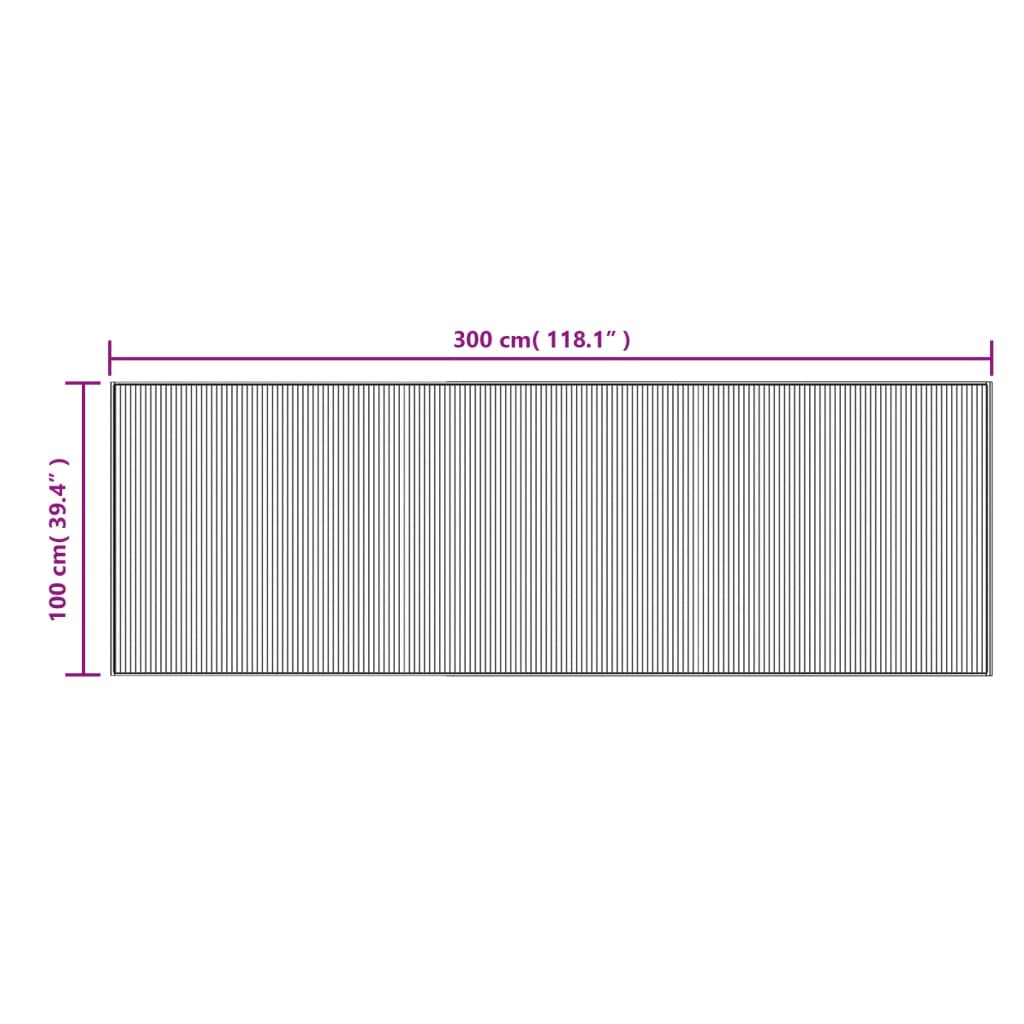 Tepih pravokutni sivi 100 x 300 cm od bambusa