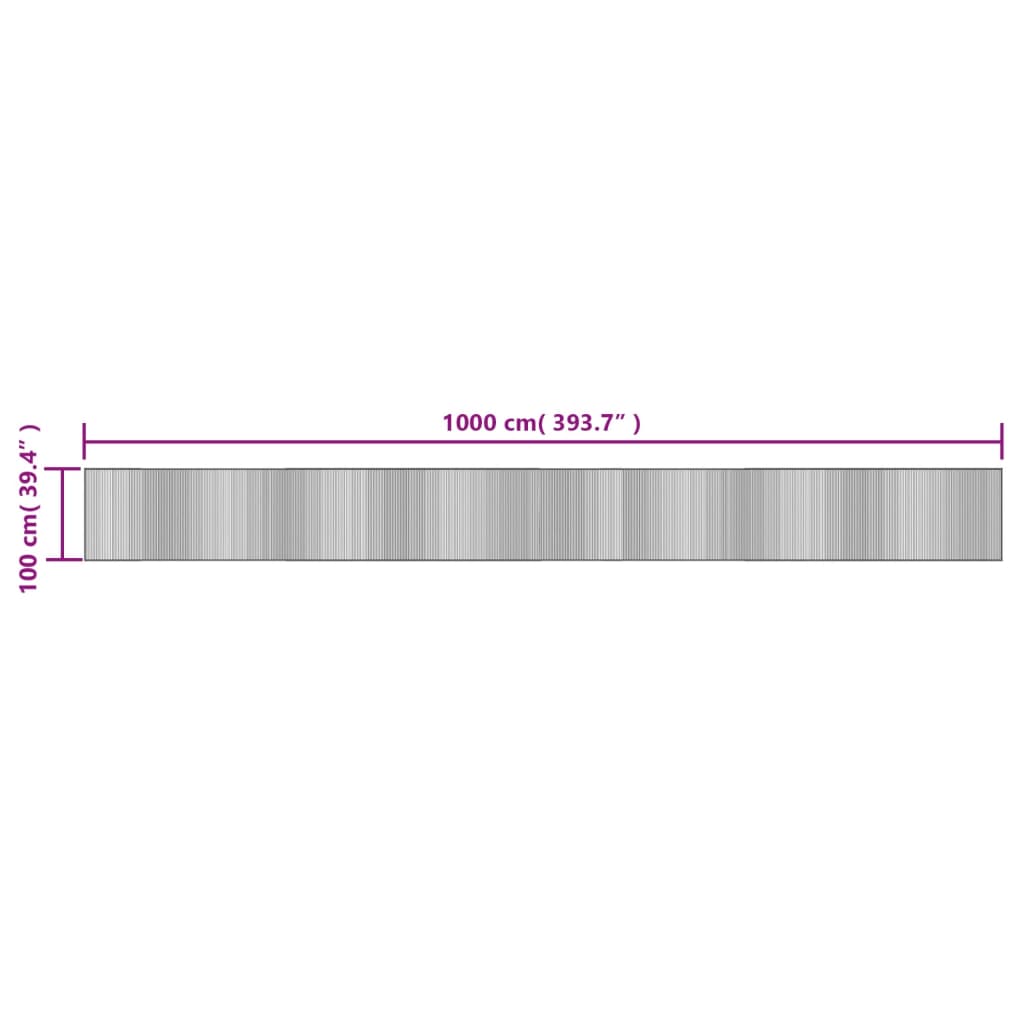 Tepih pravokutni sivi 100 x 1000 cm od bambusa