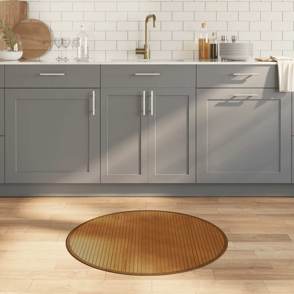 Okrugli tepih smeđi 80 cm od bambusa