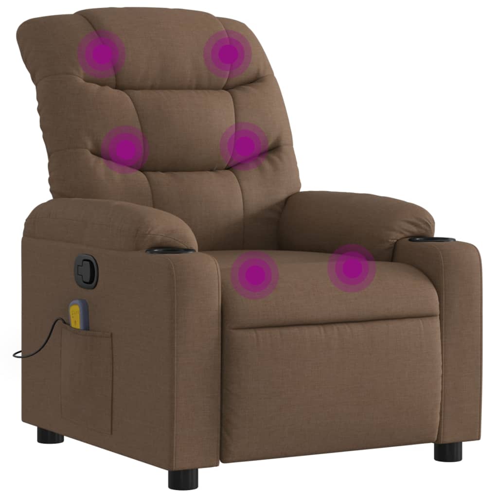Masažni naslonjač od tkanine smeđi