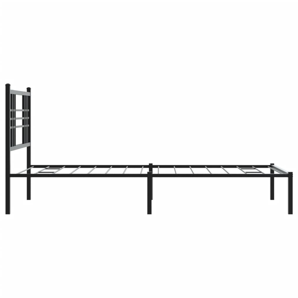 Metalni okvir za krevet s uzglavljem crni 90x200 cm
