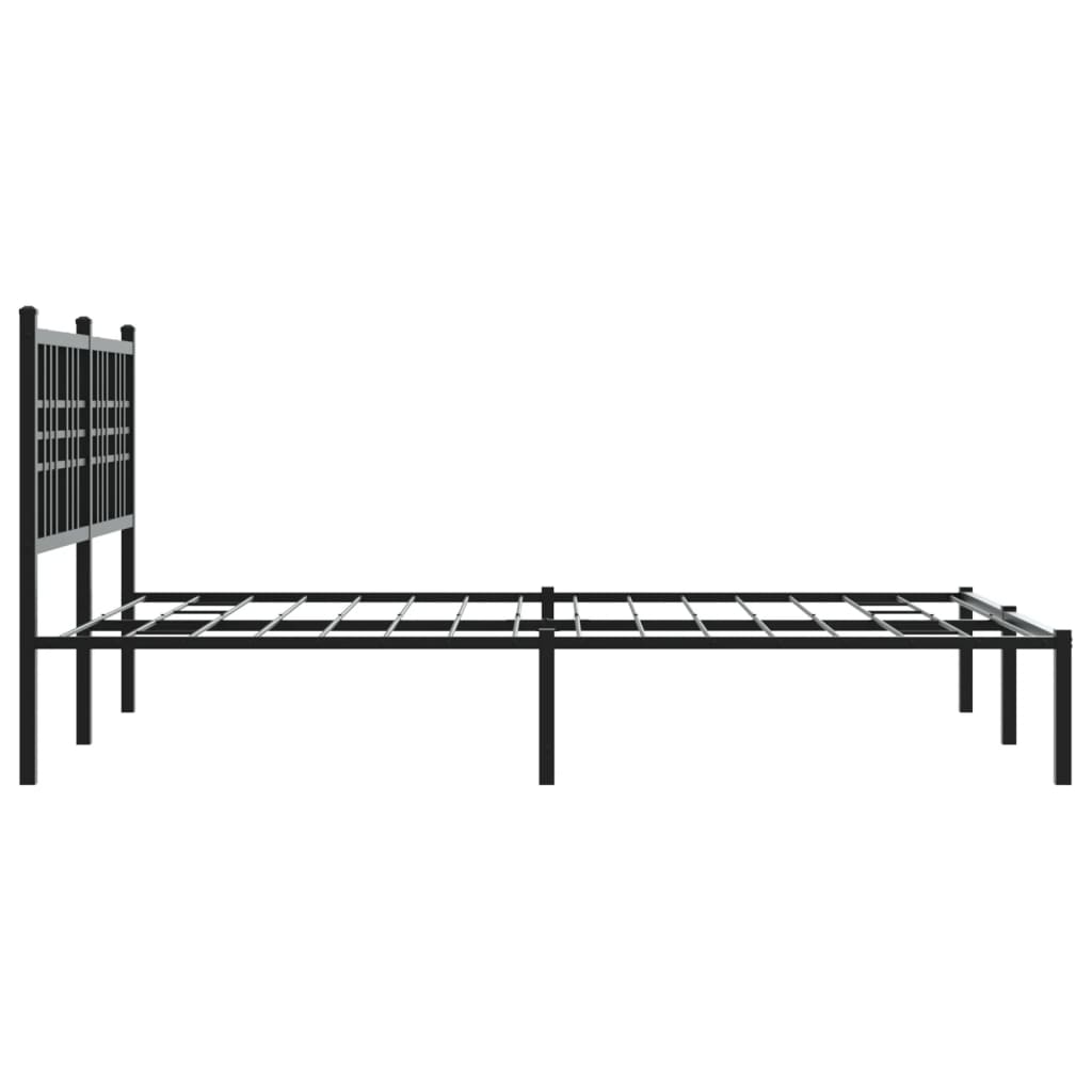 Metalni okvir za krevet s uzglavljem crni 120x190 cm