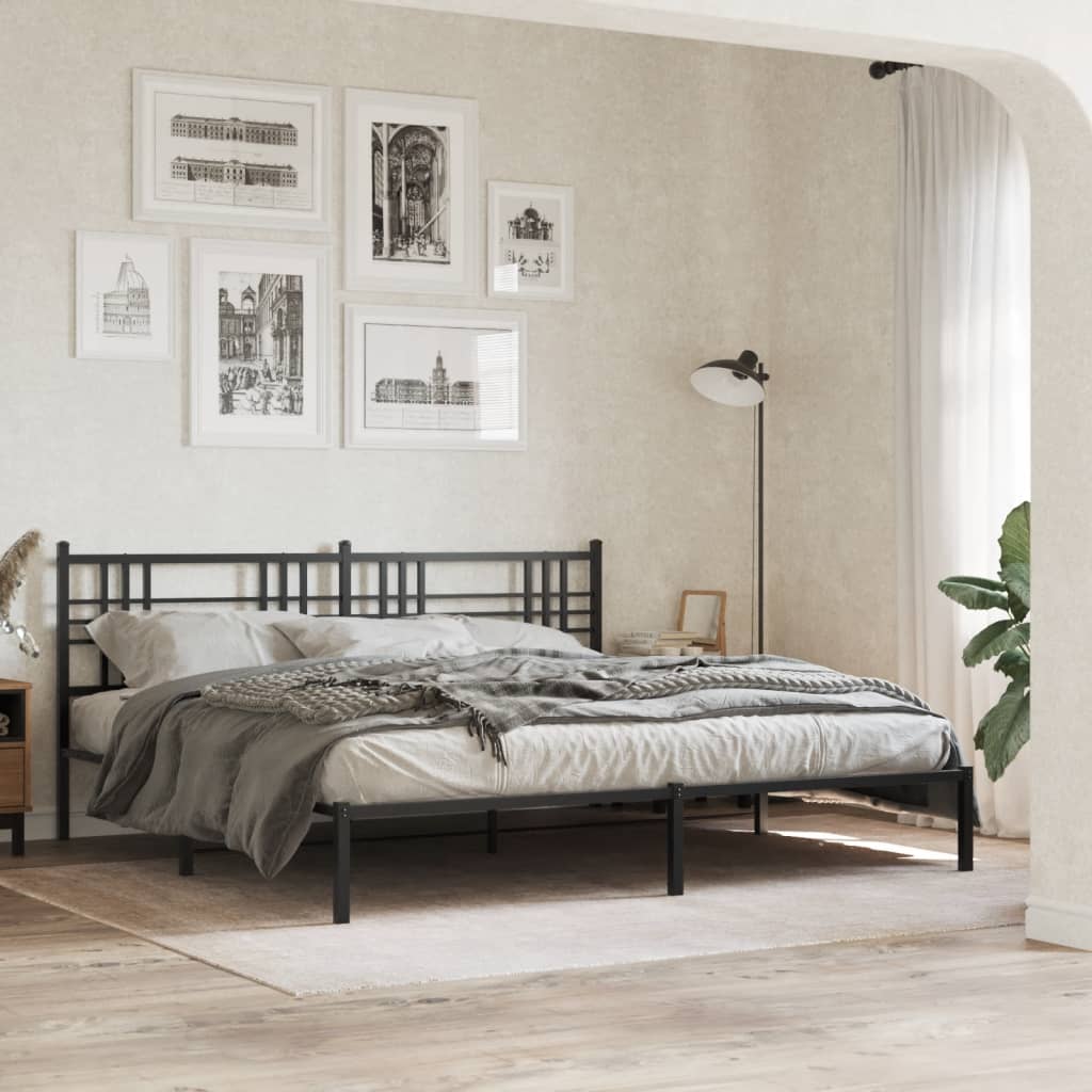 Metalni okvir za krevet s uzglavljem crni 183x213 cm