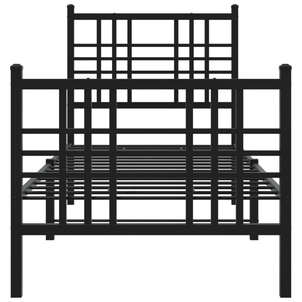 Metalni okvir kreveta uzglavlje i podnožje crni 75x190 cm
