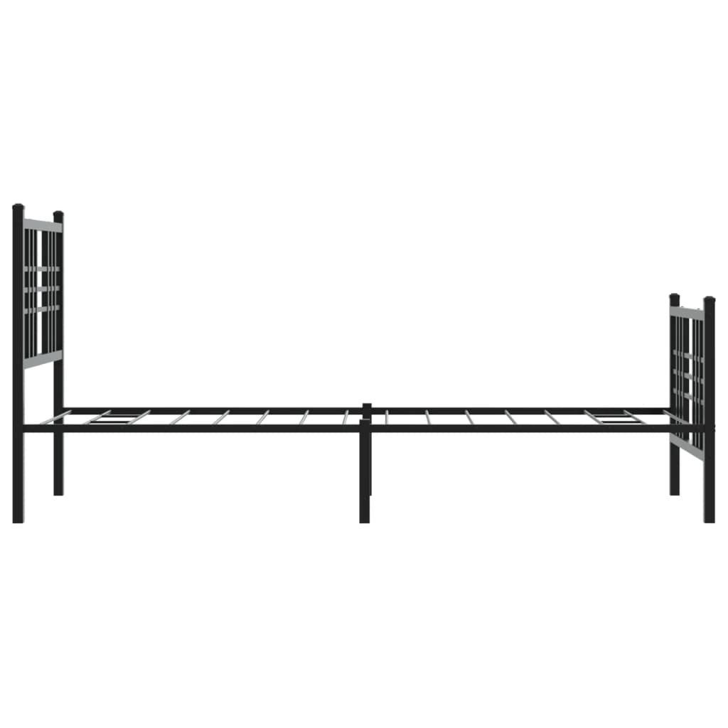 Metalni okvir kreveta uzglavlje i podnožje crni 75x190 cm